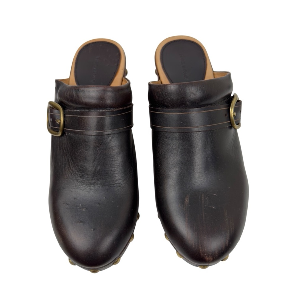 Isabel Marant Tamara Brown Leather Studded Platform Clogs Size 39 Slip on - Picture 2 of 16